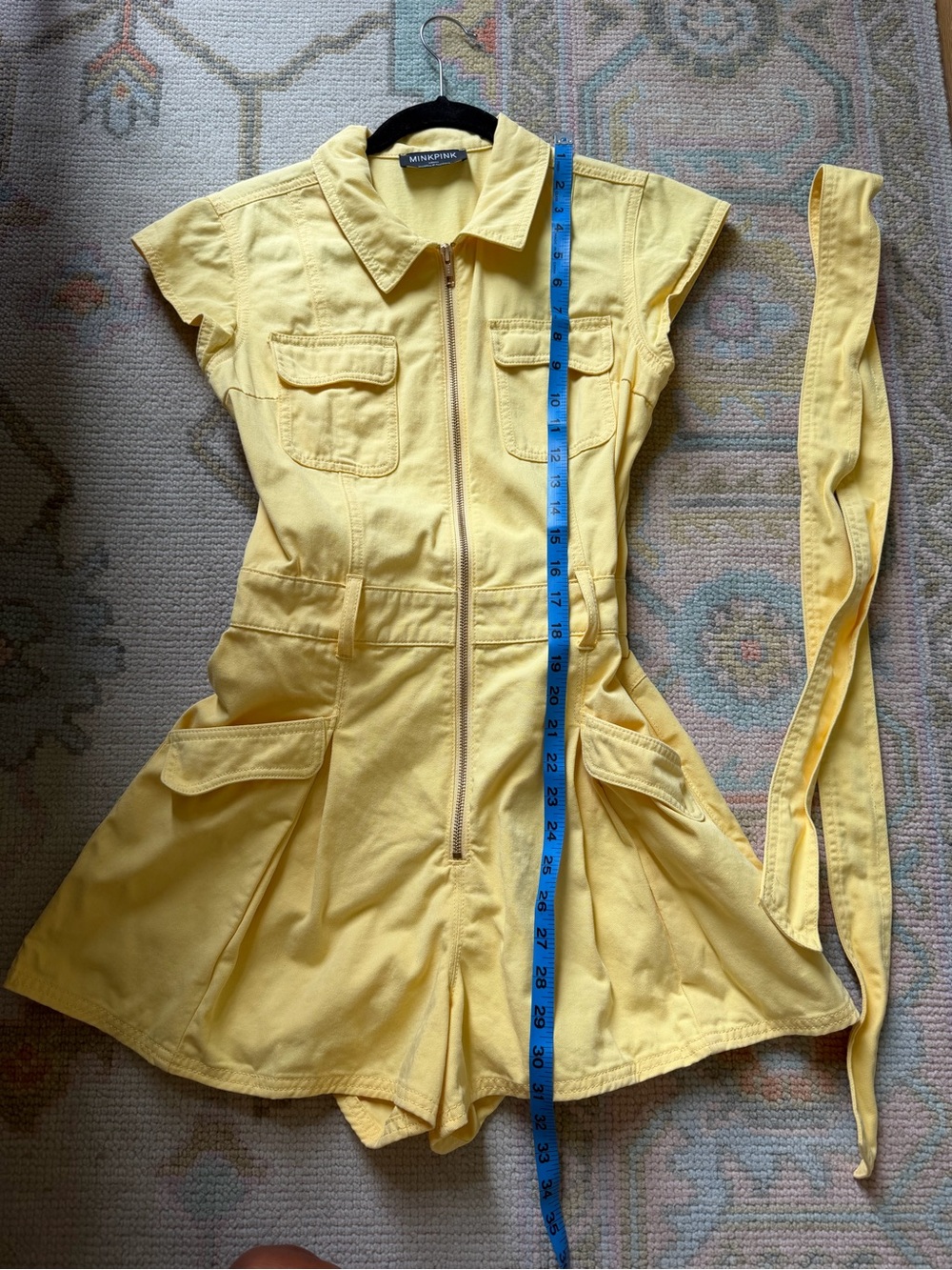 MINKPINK Yellow Zip-Front Utility Romper - Picture 12 of 13